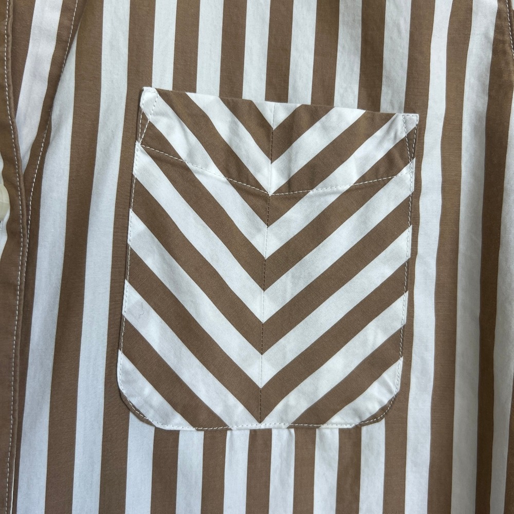 Rag & Bone Maxine Womens Medium Brown White Striped Cotton Button Down Shirt - Picture 5 of 7